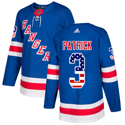 Herren New York Rangers Eishockey Trikot James Patrick #3 Authentic Königsblau USA Flag Fashion